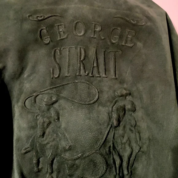 Vintage George Strait 80's Country Suede Leather Letterman Bomber Jacket Unisex - Picture 12 of 16